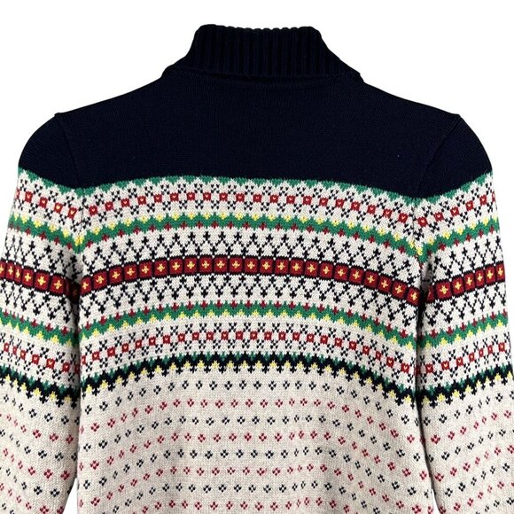 Talbots Womens L Fair Isle Shawl Collar Cardigan Sweater Soft Cozy Cotton Blend - Picture 9 of 16